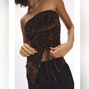 Urban Outfitters Silence + Noise Remy Leopard Print Velvet Burnout Tube Top